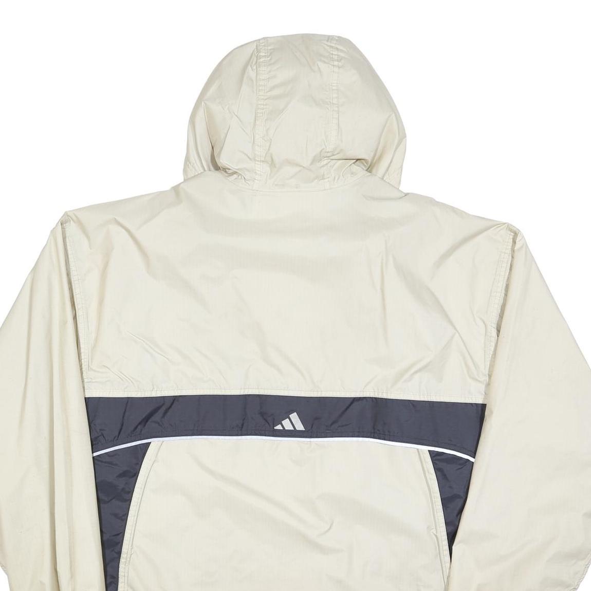 ADIDAS Mens Cream & Grey Hooded Track Jacket L Polyester Sportswear Casual
