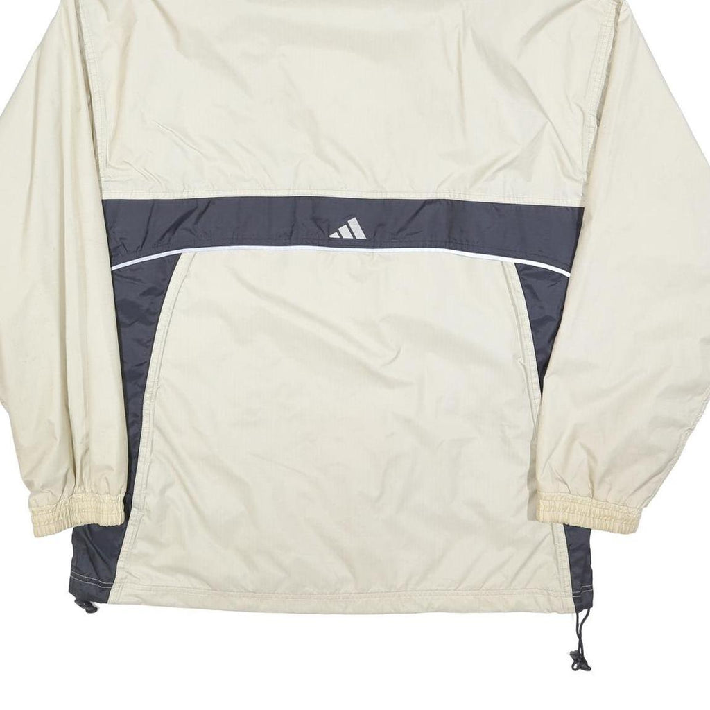 ADIDAS Mens Cream & Grey Hooded Track Jacket L Polyester Sportswear Casual