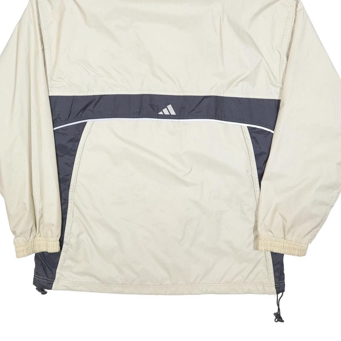 ADIDAS Mens Cream & Grey Hooded Track Jacket L Polyester Sportswear Casual