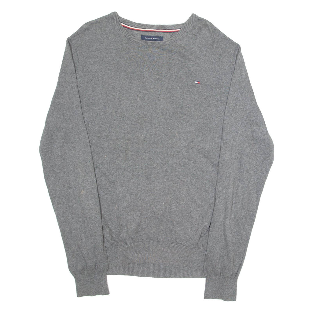 TOMMY HILFIGER Mens Jumper Grey Tight Knit L