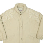 HIGHLANDS Womens Beige Embroidered Button Jacket XL Polyester Blend Plain