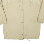 HIGHLANDS Womens Beige Embroidered Button Jacket XL Polyester Blend Plain