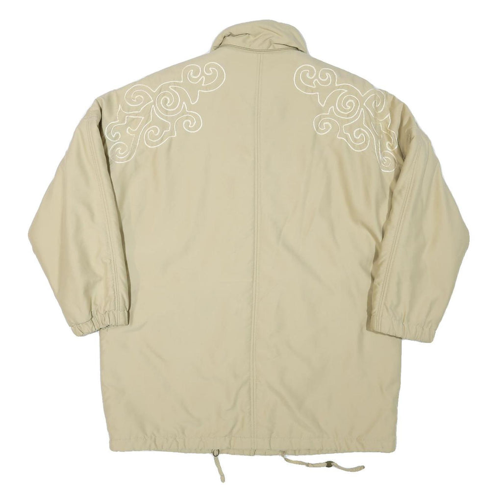 HIGHLANDS Womens Beige Embroidered Button Jacket XL Polyester Blend Plain