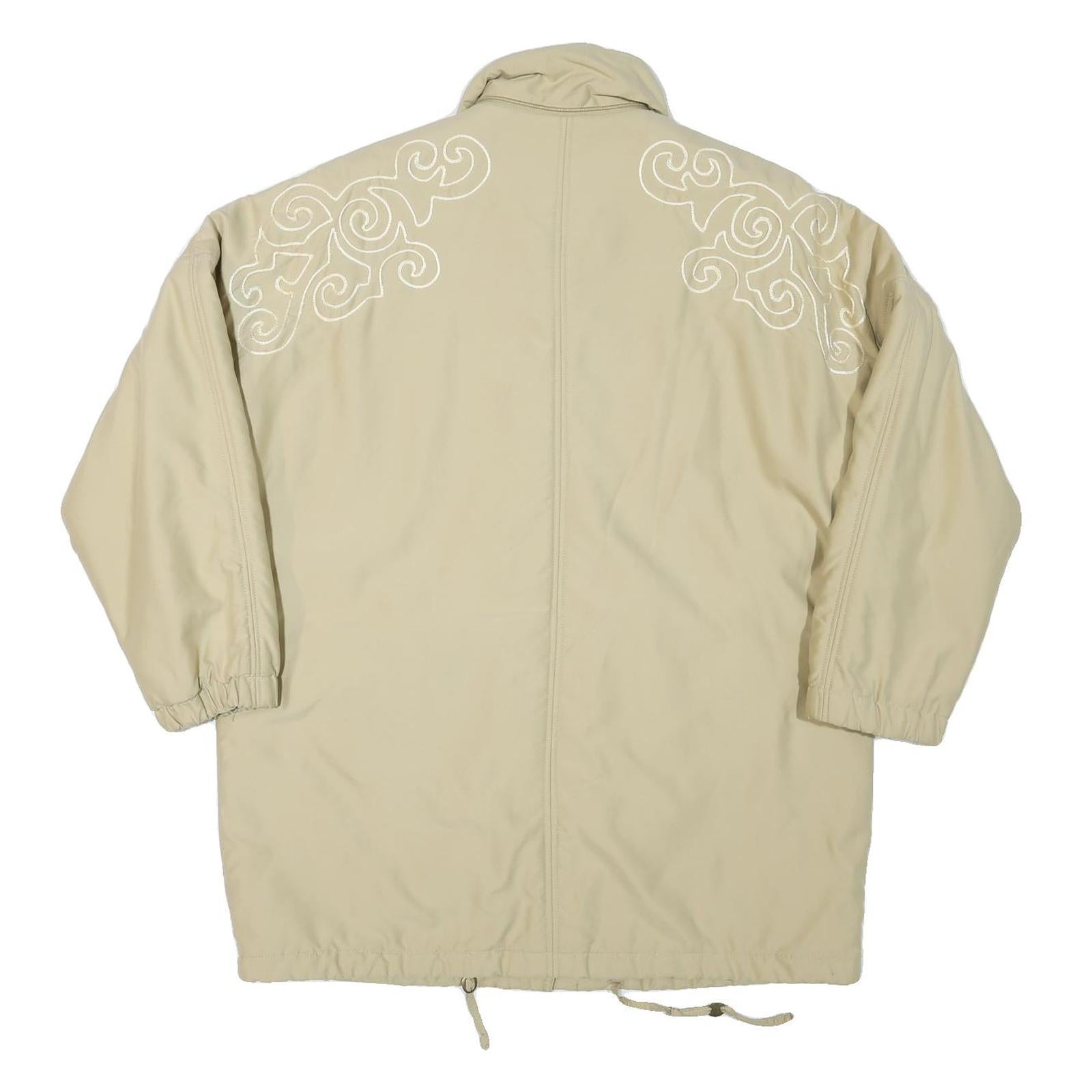 HIGHLANDS Womens Beige Embroidered Button Jacket XL Polyester Blend Plain