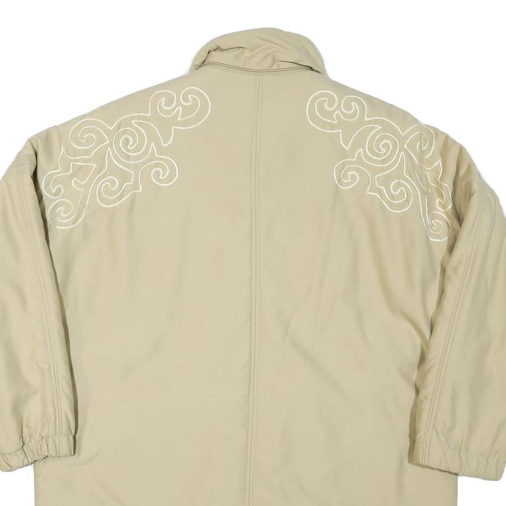 HIGHLANDS Womens Beige Embroidered Button Jacket XL Polyester Blend Plain
