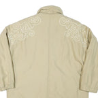 HIGHLANDS Womens Beige Embroidered Button Jacket XL Polyester Blend Plain