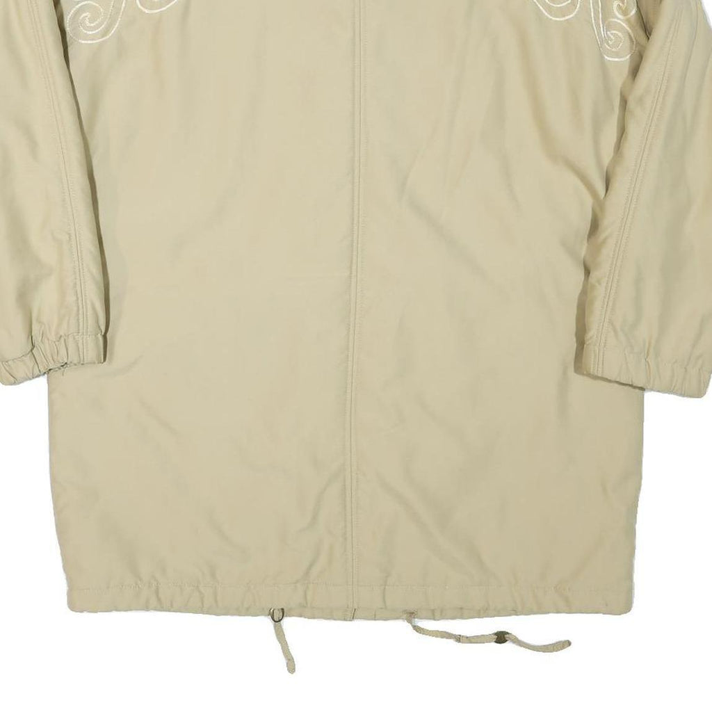 HIGHLANDS Womens Beige Embroidered Button Jacket XL Polyester Blend Plain