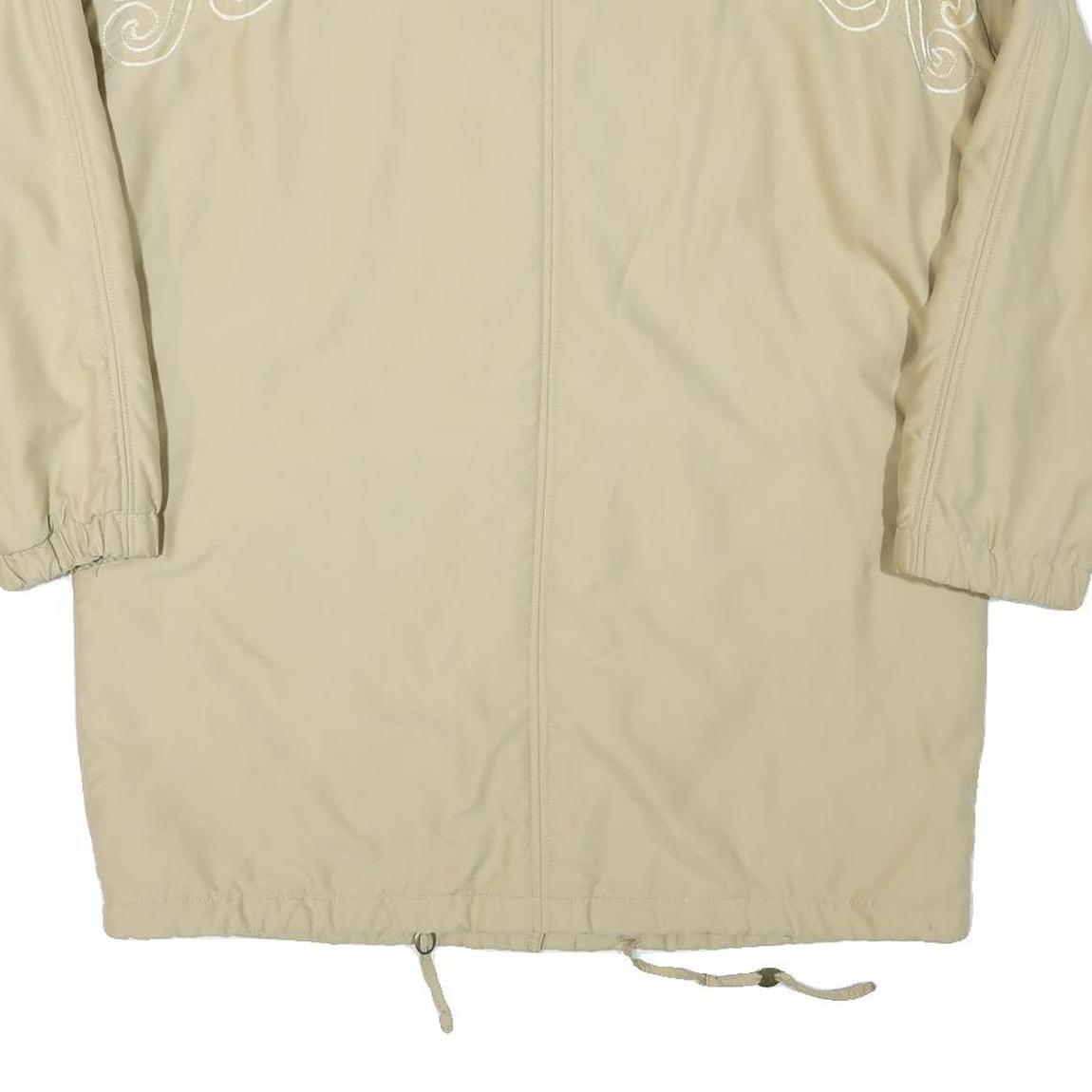 HIGHLANDS Womens Beige Embroidered Button Jacket XL Polyester Blend Plain