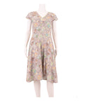 LAURA ASHLEY Womens Fit & Flare Dress Grey Viscose Floral Knee Length UK 10