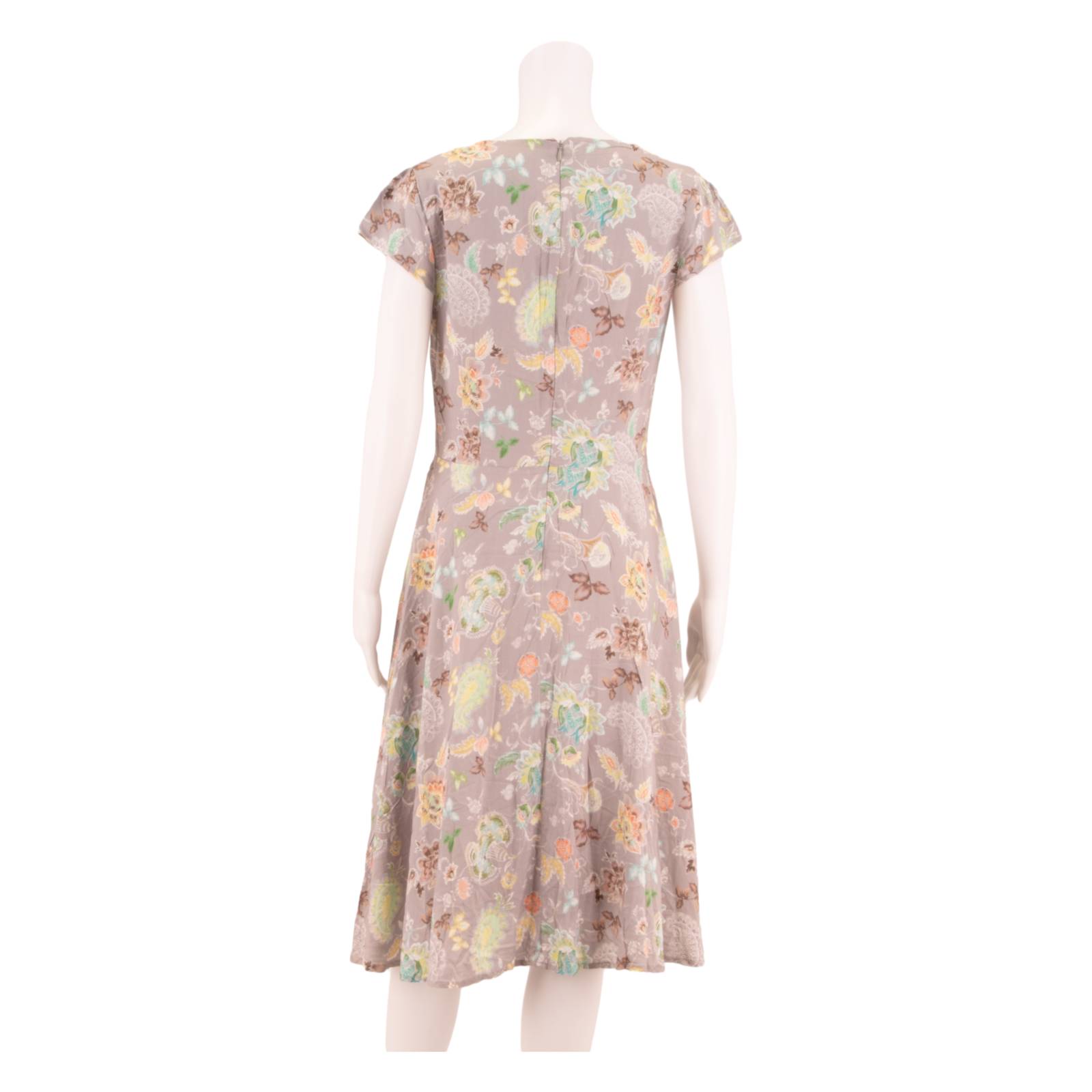 LAURA ASHLEY Womens Fit & Flare Dress Grey Viscose Floral Knee Length UK 10