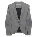ZARA BASIC Womens Grey Wool Blend Blazer XS Button Closure Tailored Jacket Wool