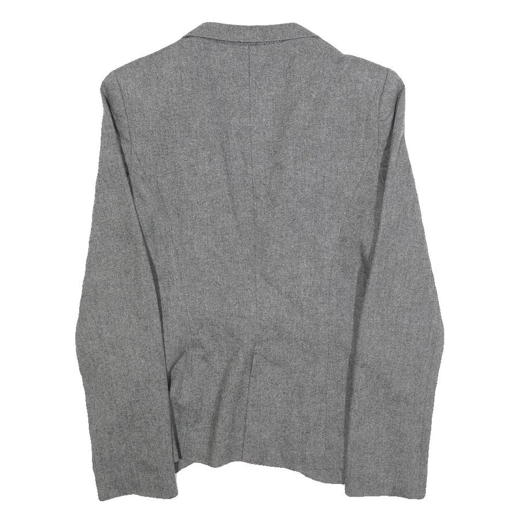 ZARA BASIC Womens Grey Wool Blend Blazer XS Button Closure Tailored Jacket Wool