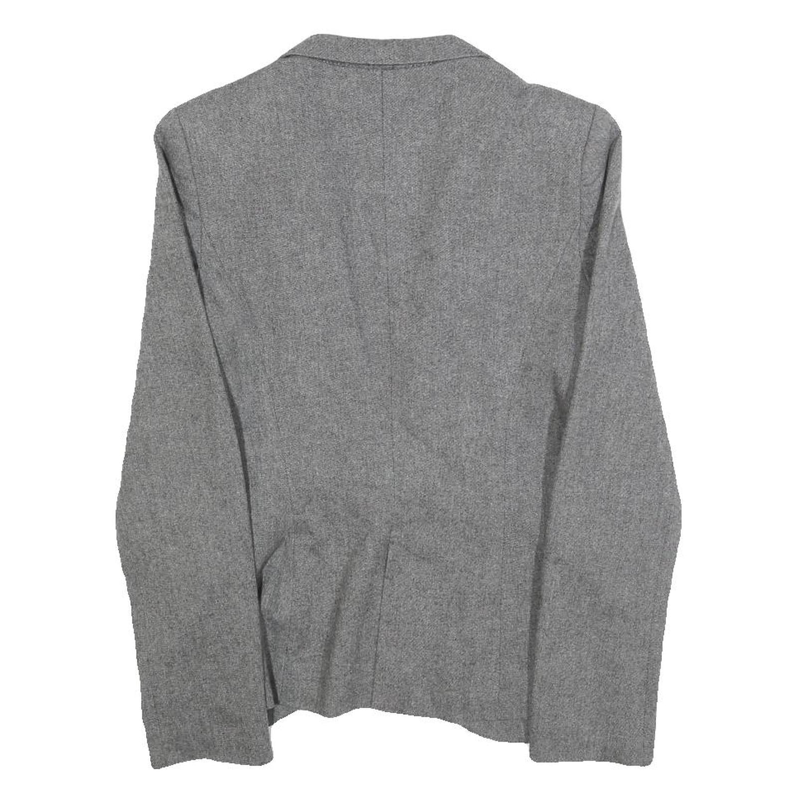 ZARA BASIC Womens Grey Wool Blend Blazer XS Button Closure Tailored Jacket Wool