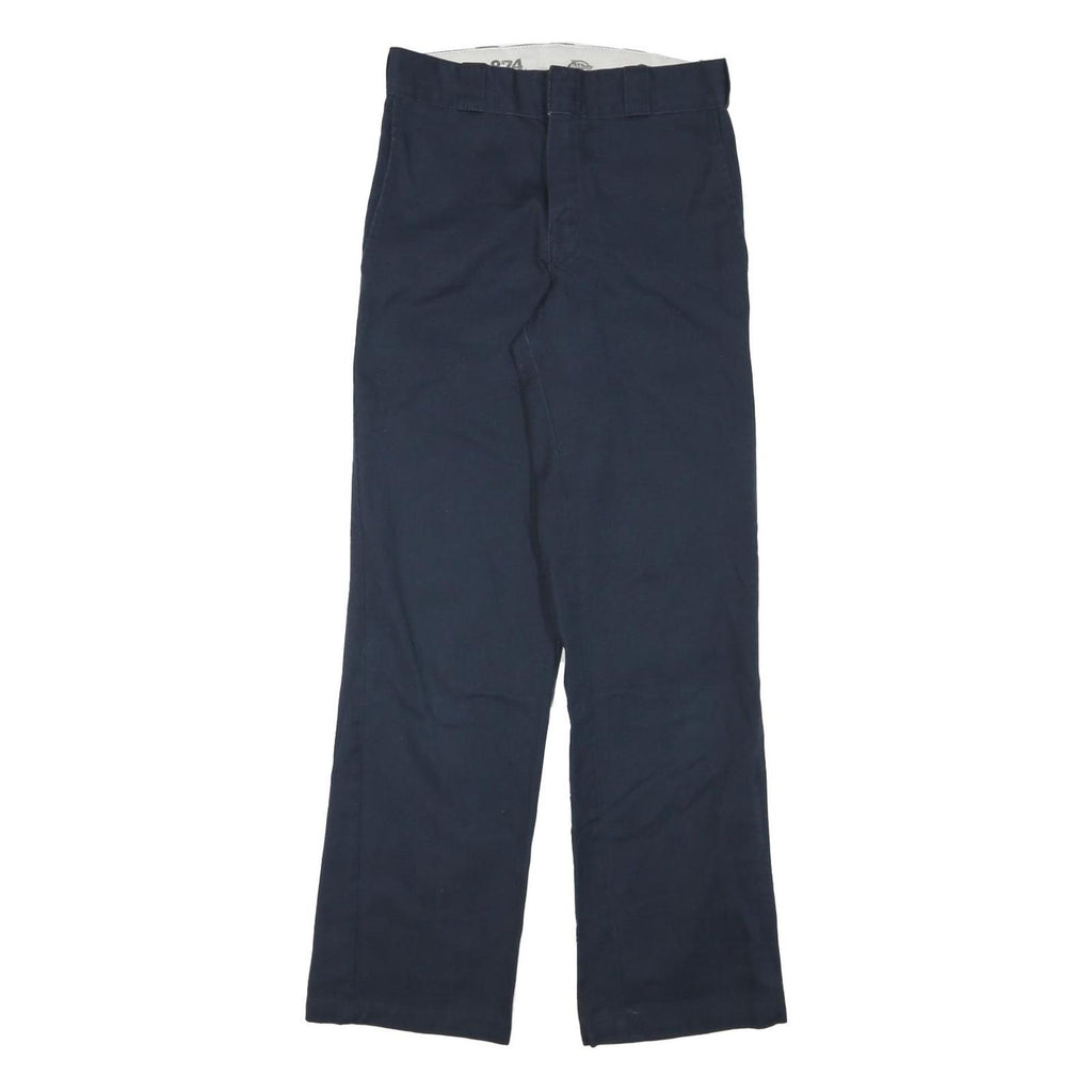DICKIES Mens Cotton Blend Navy Regular Fit Straight Leg Trousers W27 L30