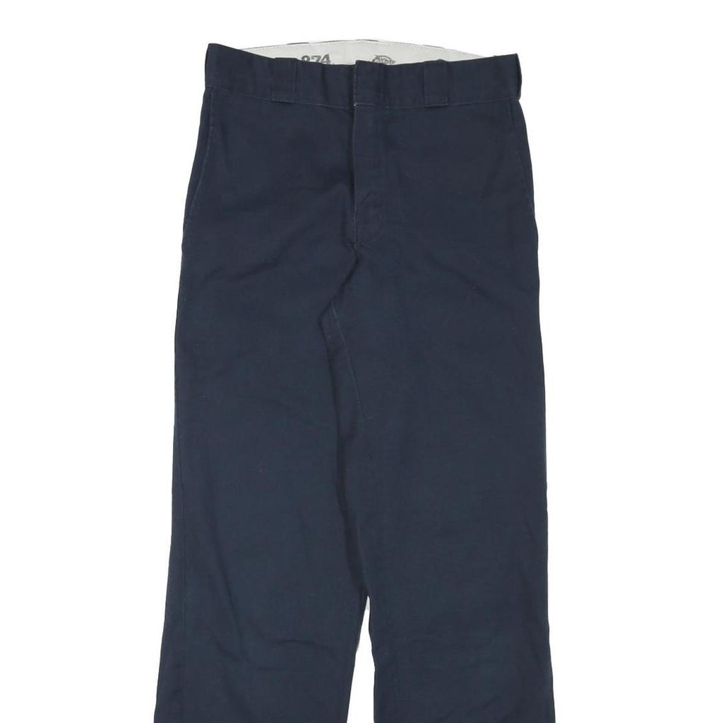 DICKIES Mens Cotton Blend Navy Regular Fit Straight Leg Trousers W27 L30