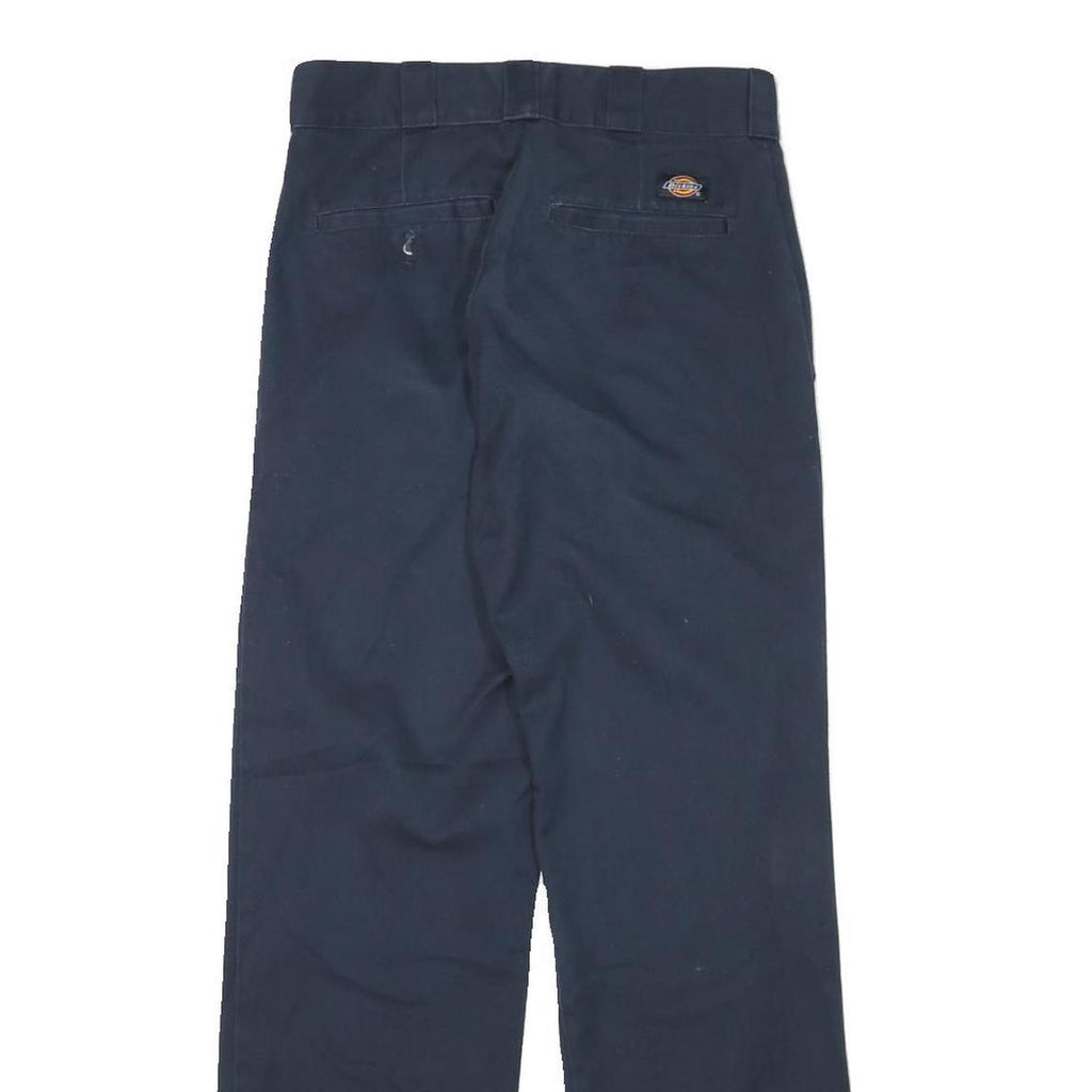 DICKIES Mens Cotton Blend Navy Regular Fit Straight Leg Trousers W27 L30