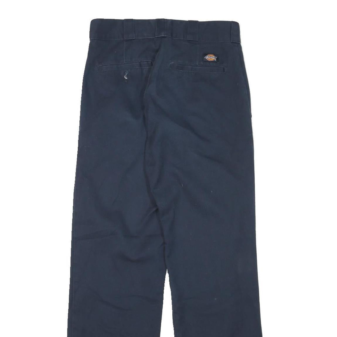 DICKIES Mens Cotton Blend Navy Regular Fit Straight Leg Trousers W27 L30