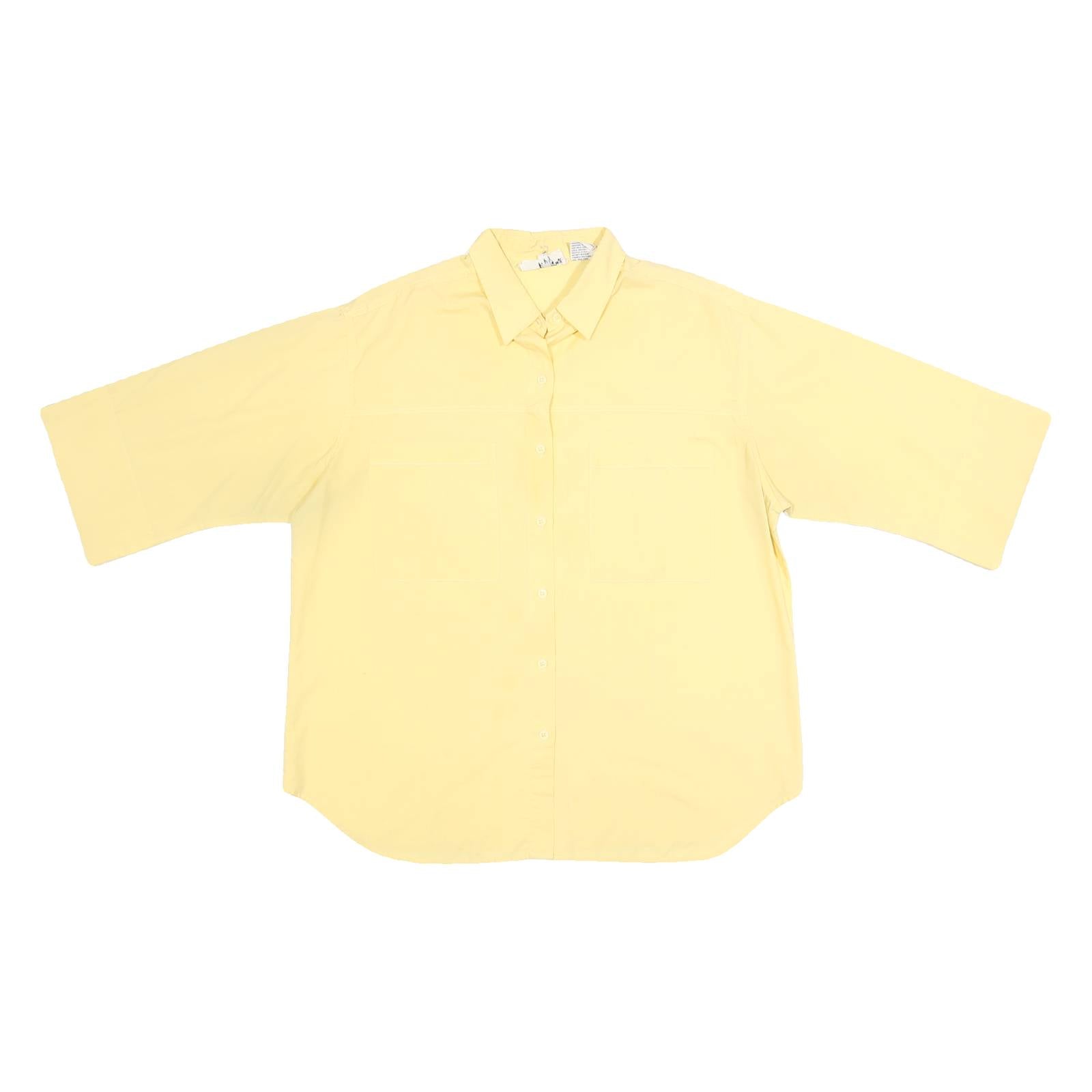 GOLDEN WINGS Womens Yellow Shirt L Cotton Blend Casual Button Down