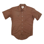 ARROW Mens Brown Shirt M Classic Cotton Blend Short Sleeve Button Front
