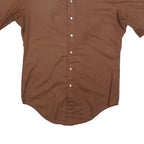 ARROW Mens Brown Shirt M Classic Cotton Blend Short Sleeve Button Front