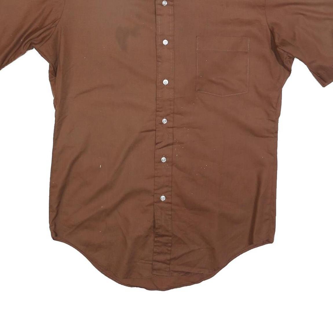 ARROW Mens Brown Shirt M Classic Cotton Blend Short Sleeve Button Front