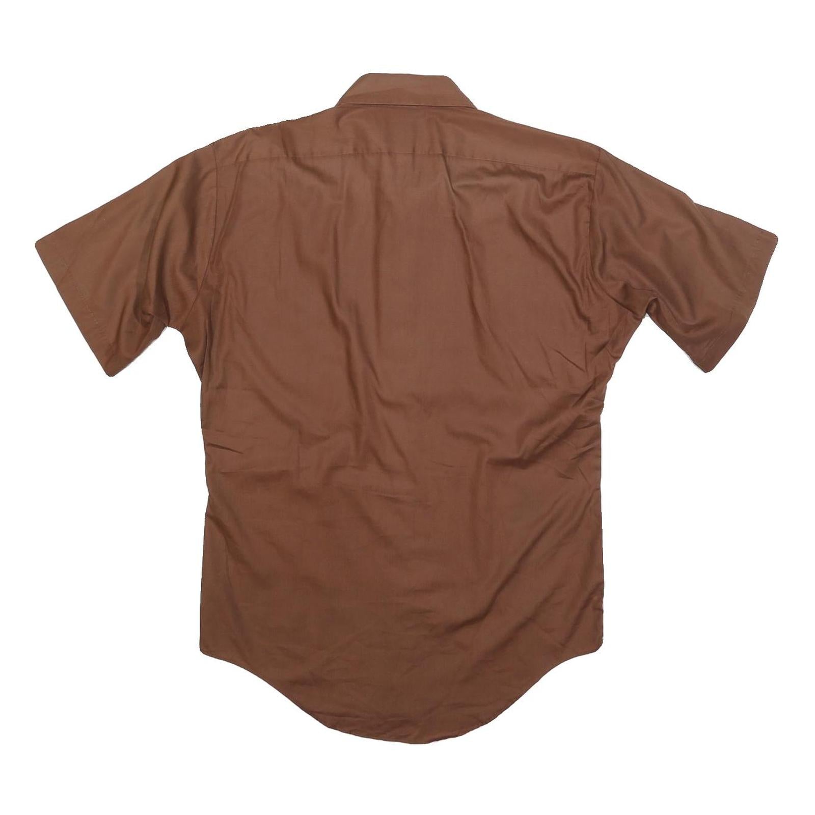 ARROW Mens Brown Shirt M Classic Cotton Blend Short Sleeve Button Front