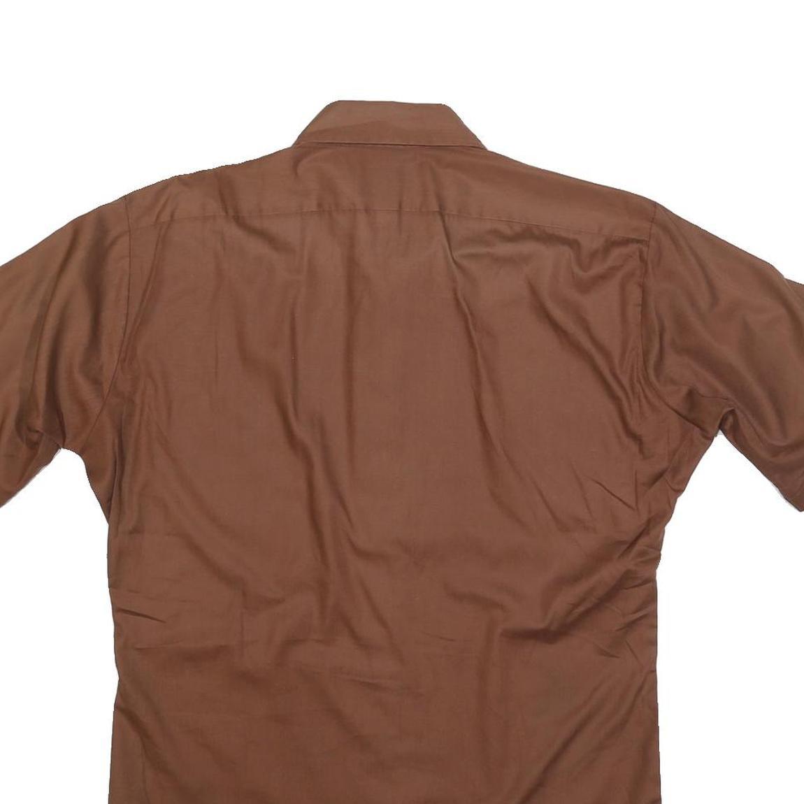 ARROW Mens Brown Shirt M Classic Cotton Blend Short Sleeve Button Front