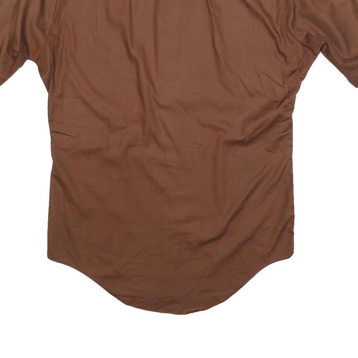 ARROW Mens Brown Shirt M Classic Cotton Blend Short Sleeve Button Front