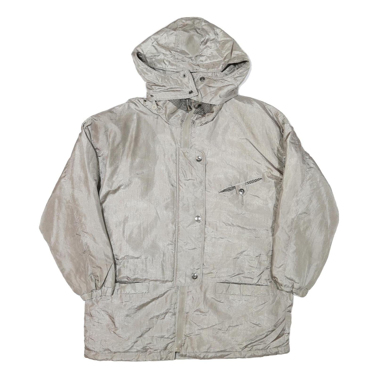 BRAETAN Womens Silver Hooded Jacket M Polyester Blend Plain Zip Casual