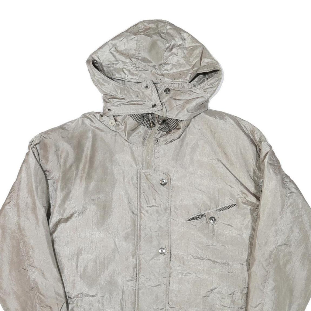 BRAETAN Womens Silver Hooded Jacket M Polyester Blend Plain Zip Casual