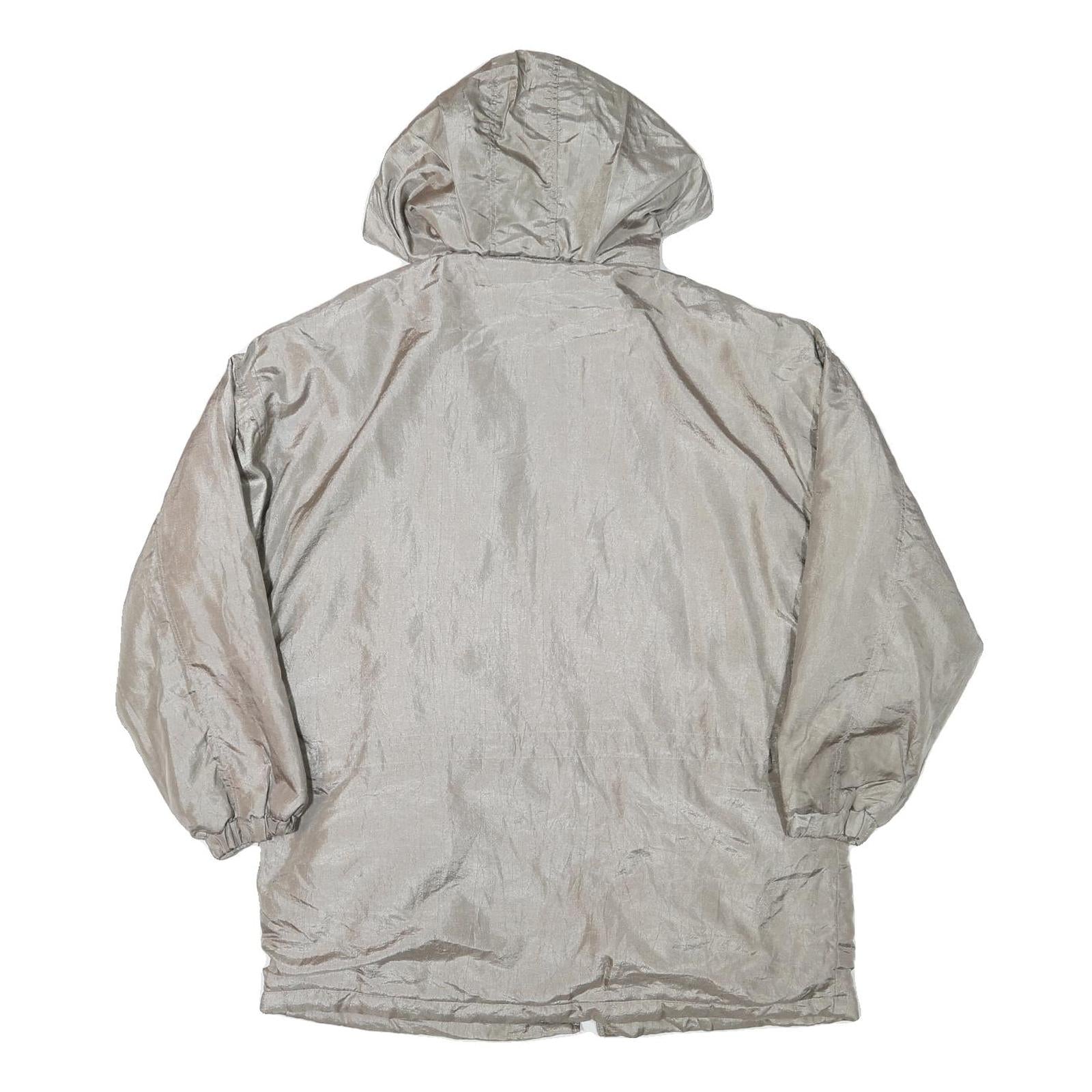 BRAETAN Womens Silver Hooded Jacket M Polyester Blend Plain Zip Casual