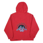LA MODE DES MONTAGNES Mens Red Hooded Jacket L Polyester Blend Plain Zip Outdoor