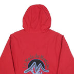 LA MODE DES MONTAGNES Mens Red Hooded Jacket L Polyester Blend Plain Zip Outdoor