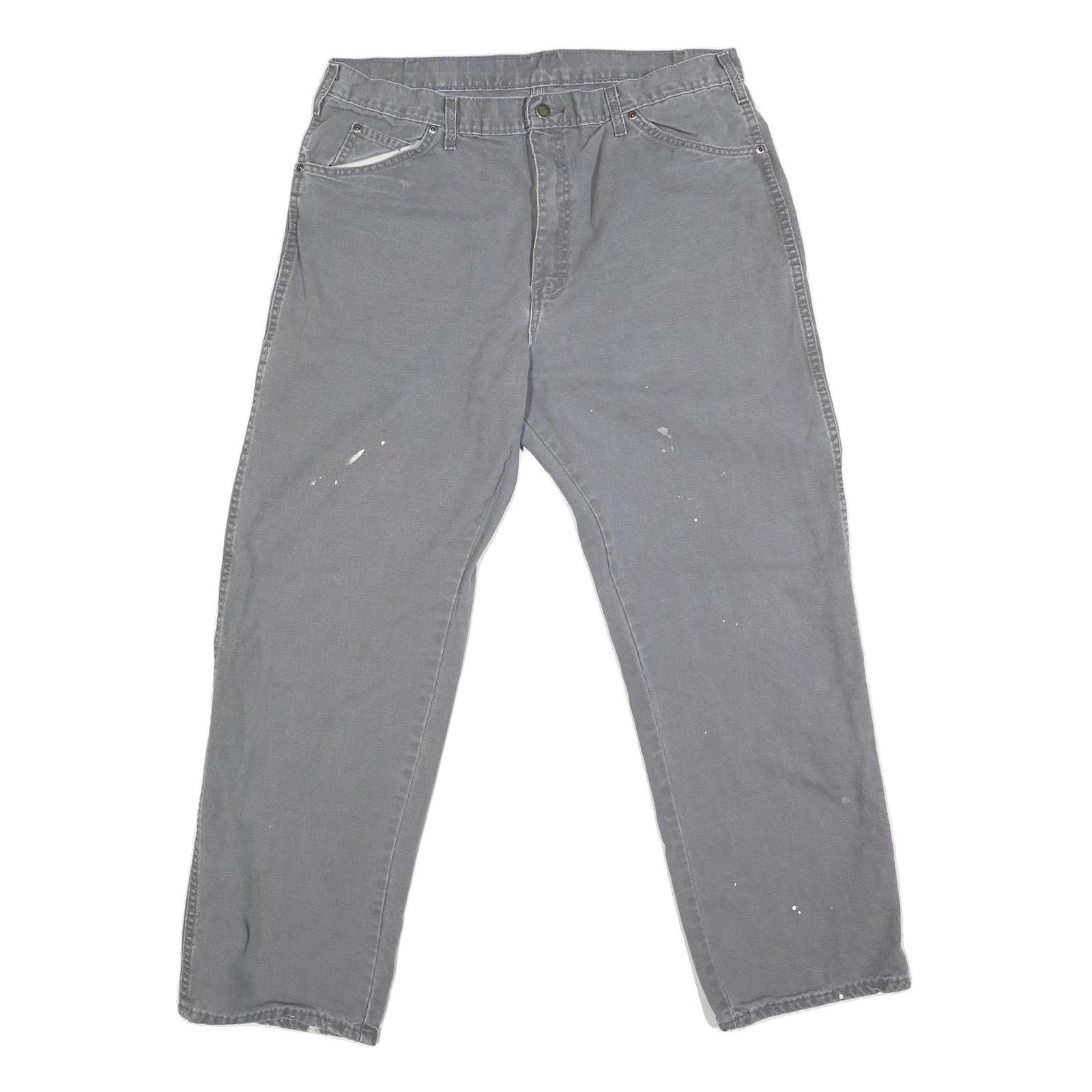 DICKIES Mens Grey Regular Fit Straight Denim Jeans W36 L30 Workwear Zip Closure