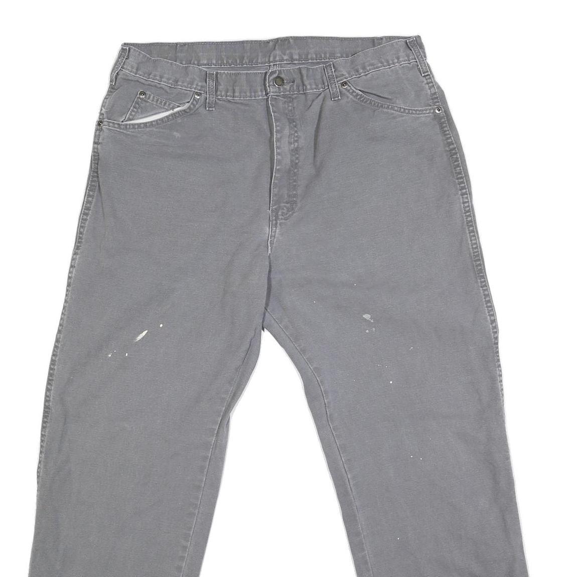 DICKIES Mens Grey Regular Fit Straight Denim Jeans W36 L30 Workwear Zip Closure