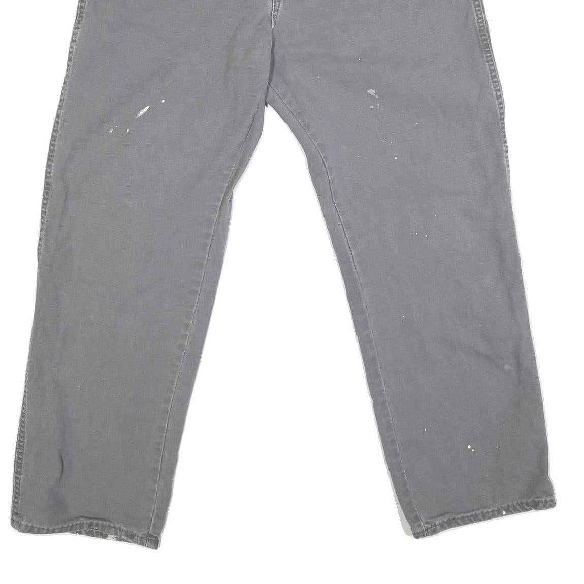 DICKIES Mens Grey Regular Fit Straight Denim Jeans W36 L30 Workwear Zip Closure