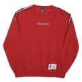 CHAMPION Mens Red Crew Neck L Sweatshirt Cotton Stripe Tape Logo