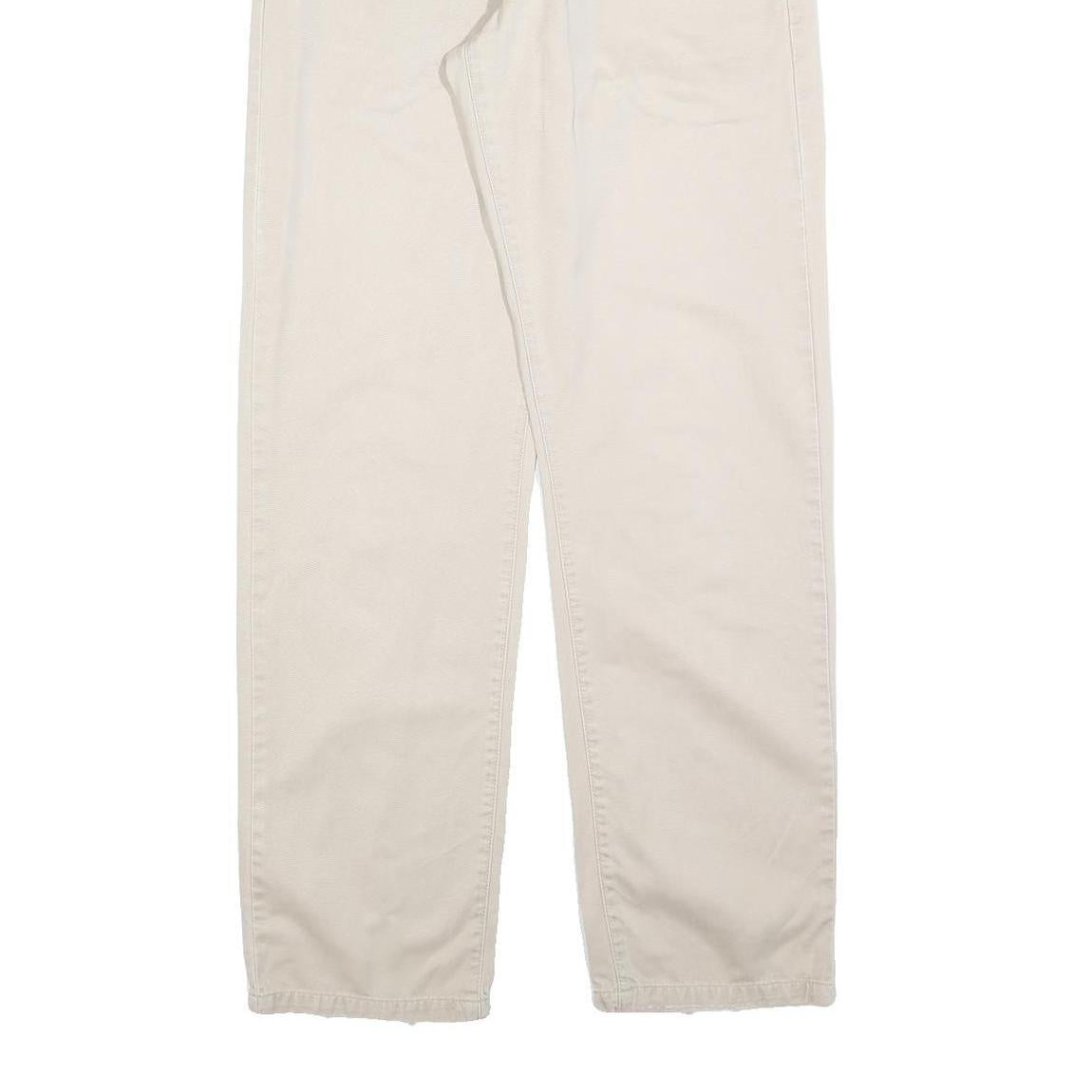 LEVI'S Mens Cotton Blend Cream Regular Straight Trousers W34 L32 Classic Zip