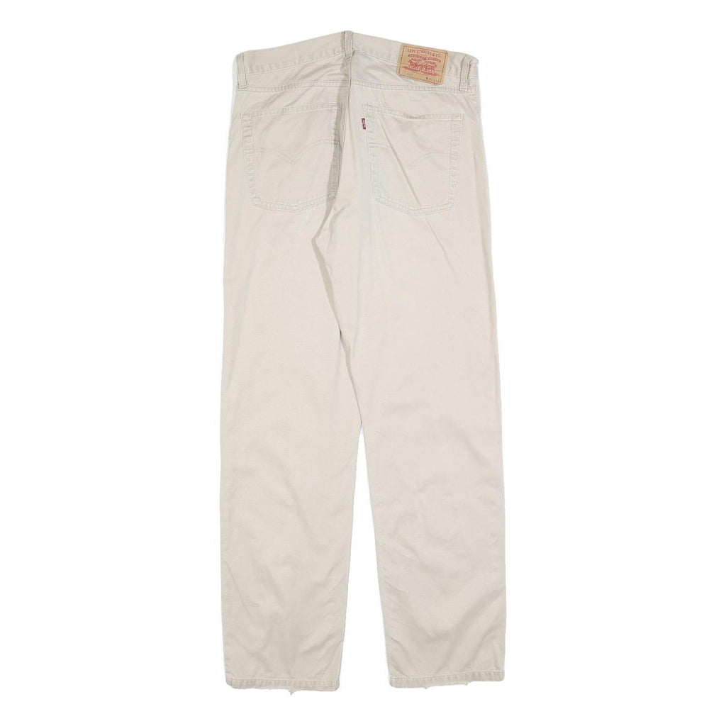 LEVI'S Mens Cotton Blend Cream Regular Straight Trousers W34 L32 Classic Zip
