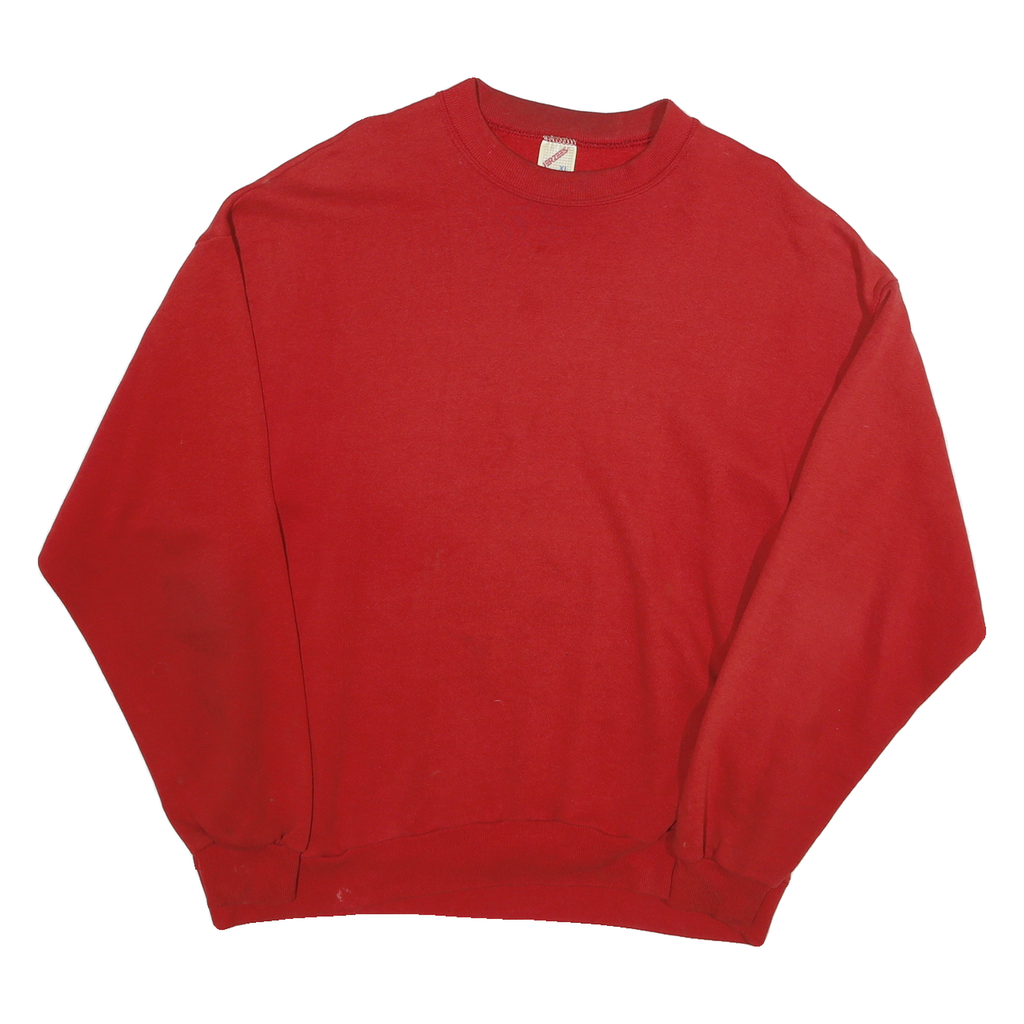 JERZEES Mens Red Crew Neck XL Plain Cotton Blend Sweatshirt Pullover
