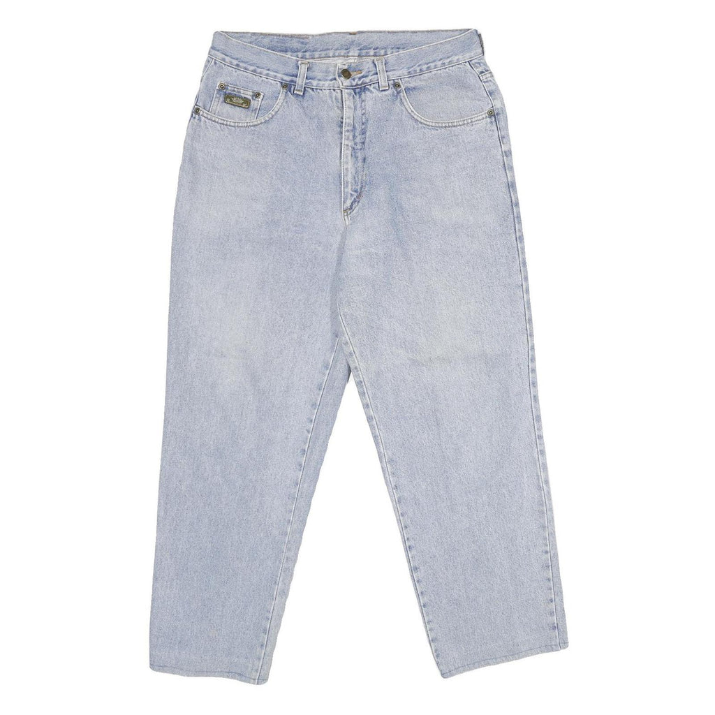 WAMPUM Mens Classic Blue Jeans Denim Light W33 L28 Zip Cotton Relaxed Fit