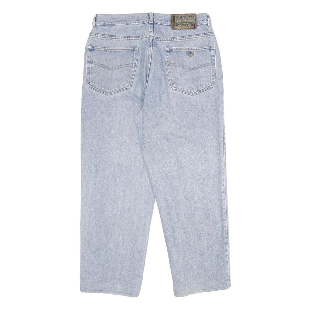 WAMPUM Mens Classic Blue Jeans Denim Light W33 L28 Zip Cotton Relaxed Fit