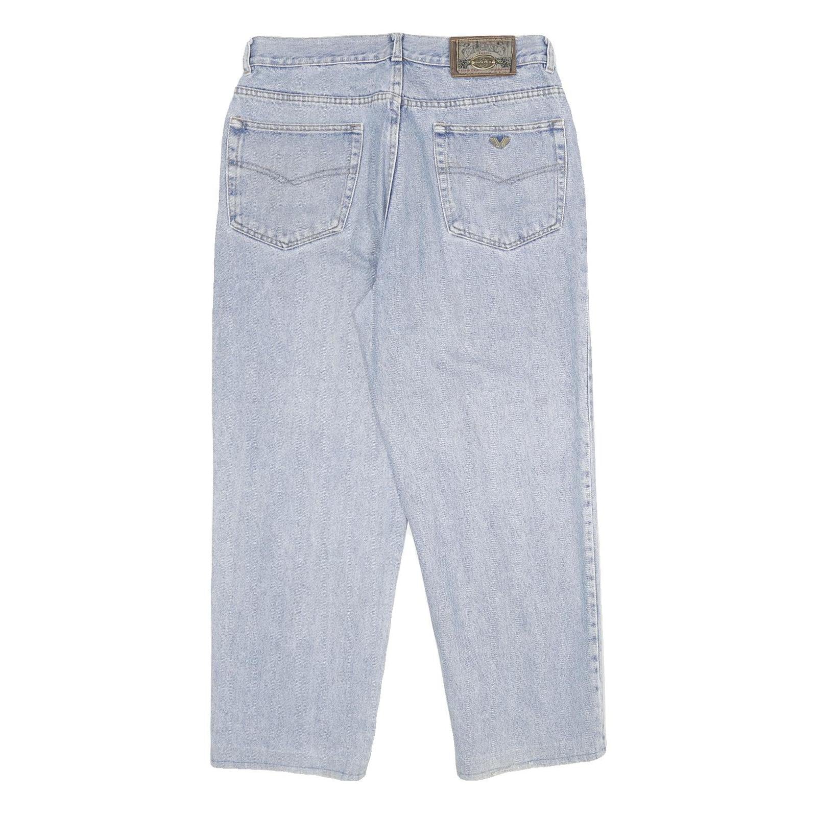 WAMPUM Mens Classic Blue Jeans Denim Light W33 L28 Zip Cotton Relaxed Fit