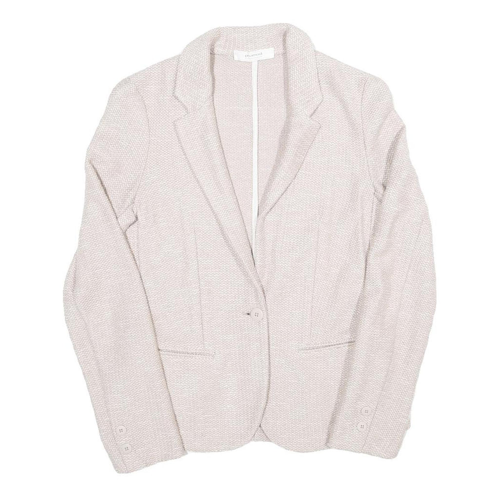 Womens Beige Cotton Blend Button Jacket S Woven Classic Stylish Lightweight