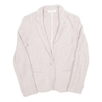 Womens Beige Cotton Blend Button Jacket S Woven Classic Stylish Lightweight