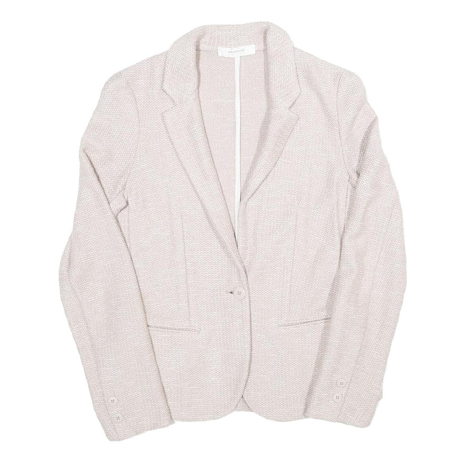 Womens Beige Cotton Blend Button Jacket S Woven Classic Stylish Lightweight