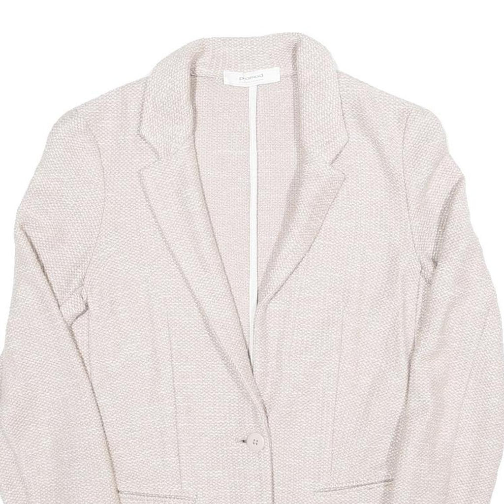 Womens Beige Cotton Blend Button Jacket S Woven Classic Stylish Lightweight