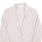 Womens Beige Cotton Blend Button Jacket S Woven Classic Stylish Lightweight