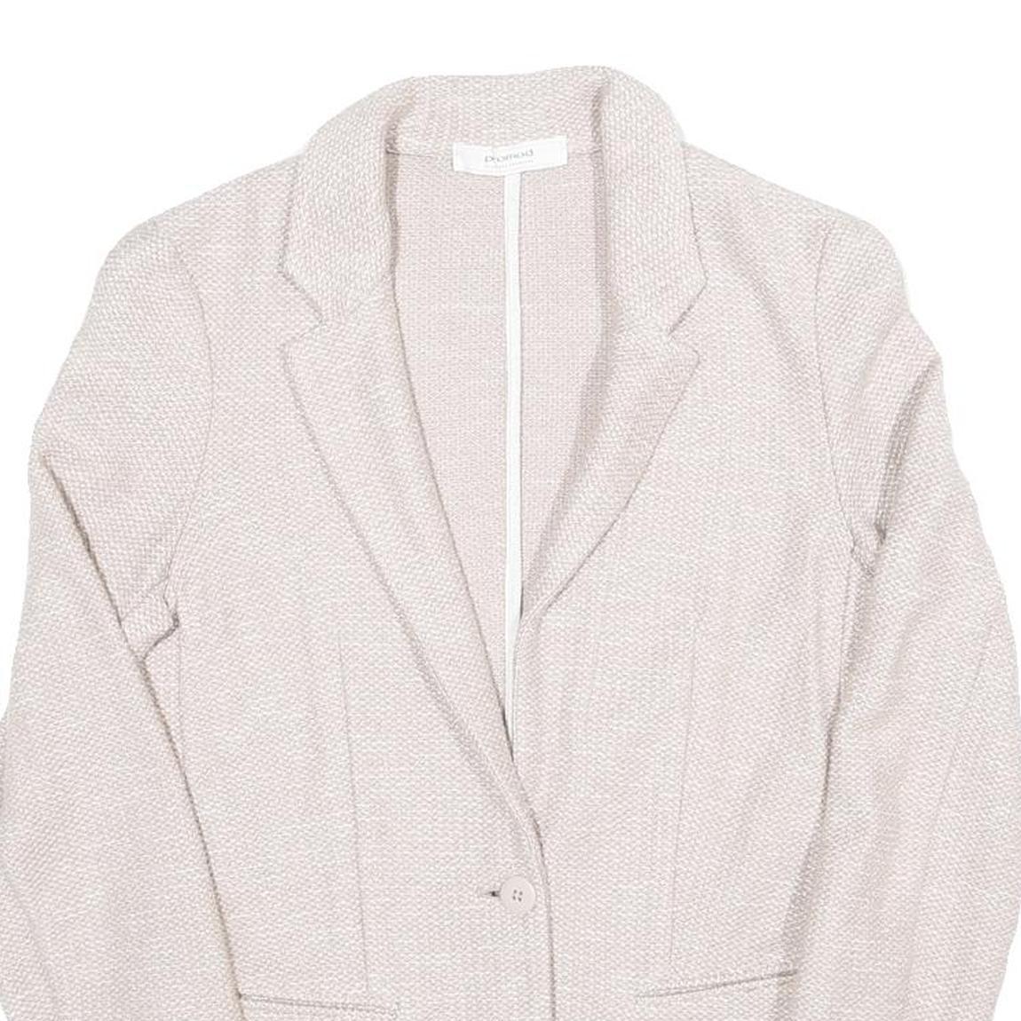Womens Beige Cotton Blend Button Jacket S Woven Classic Stylish Lightweight