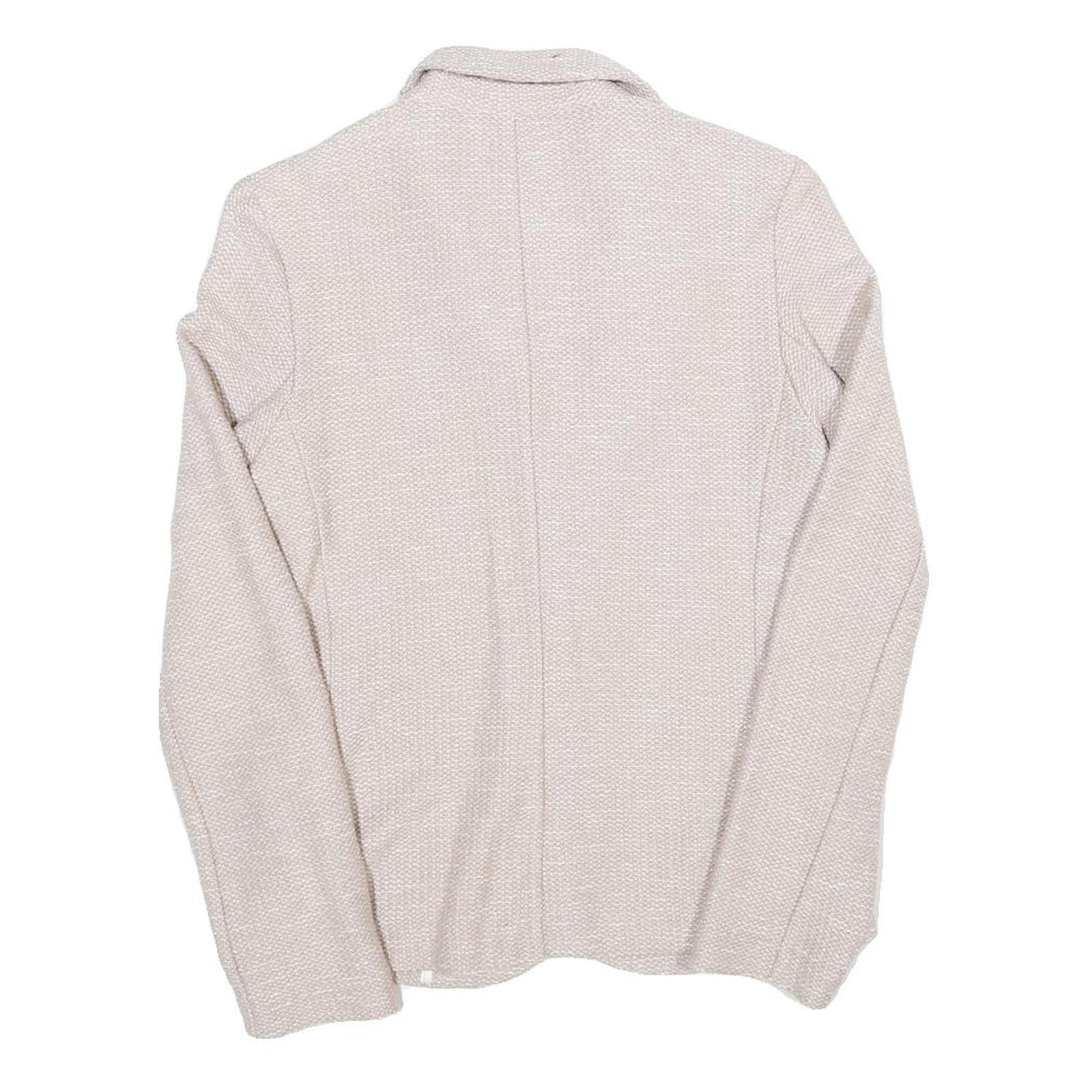 Womens Beige Cotton Blend Button Jacket S Woven Classic Stylish Lightweight